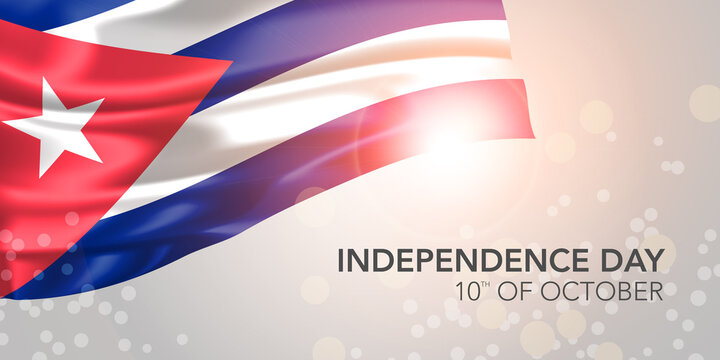 Cuba happy independence day vector banner, greeting card
