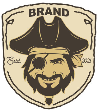 Vector illustration of a smiling pirate for logo or poster