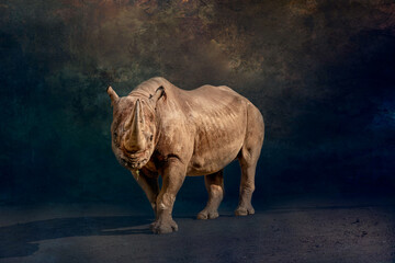 portrait of a black rhino