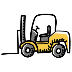 
A heavy industrial vehicle, forklift truck icon
