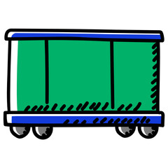 
Hand drawn design of cargo train icon
