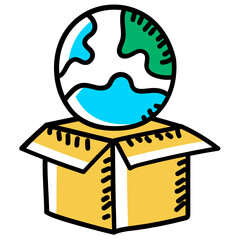 
Globe with package denoting worldwide delivery icon
