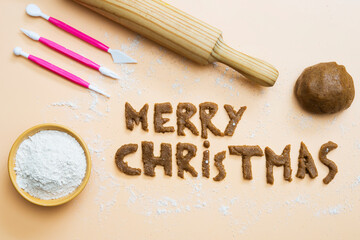 Christmas cookies with the letters Merry Christmas 2021