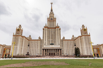 The building of the Lomonosov Moscow State University on the Sparrow Hills in Moscow - 378712927