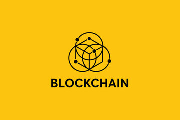 Blockchain Logo Template. Hexagon Shape Technology Vector Design. Cryptocurrency Illustration. Outstanding professional elegant trendy awesome artistic black  color blockchain icon logo.