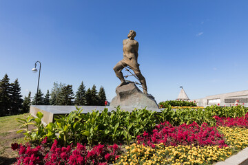 Monument to the Soviet Tatar poet and resistance fighter Musa Dzhalil (Mussa Jalil) near Kazan Kremlin. Kazan. Russia - 378713165