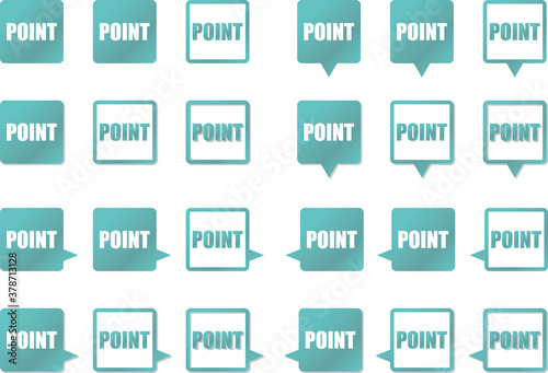 Fototapete アピールポイント用の四角形フキダシアイコン 青緑色グラデーションのセット ベクターイラスト Tota