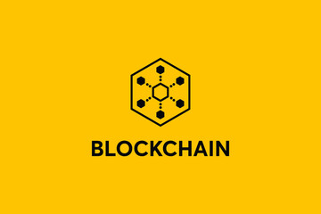 Blockchain Logo Template. Hexagon Shape Technology Vector Design. Cryptocurrency Illustration. Outstanding professional elegant trendy awesome artistic black  color blockchain icon logo.