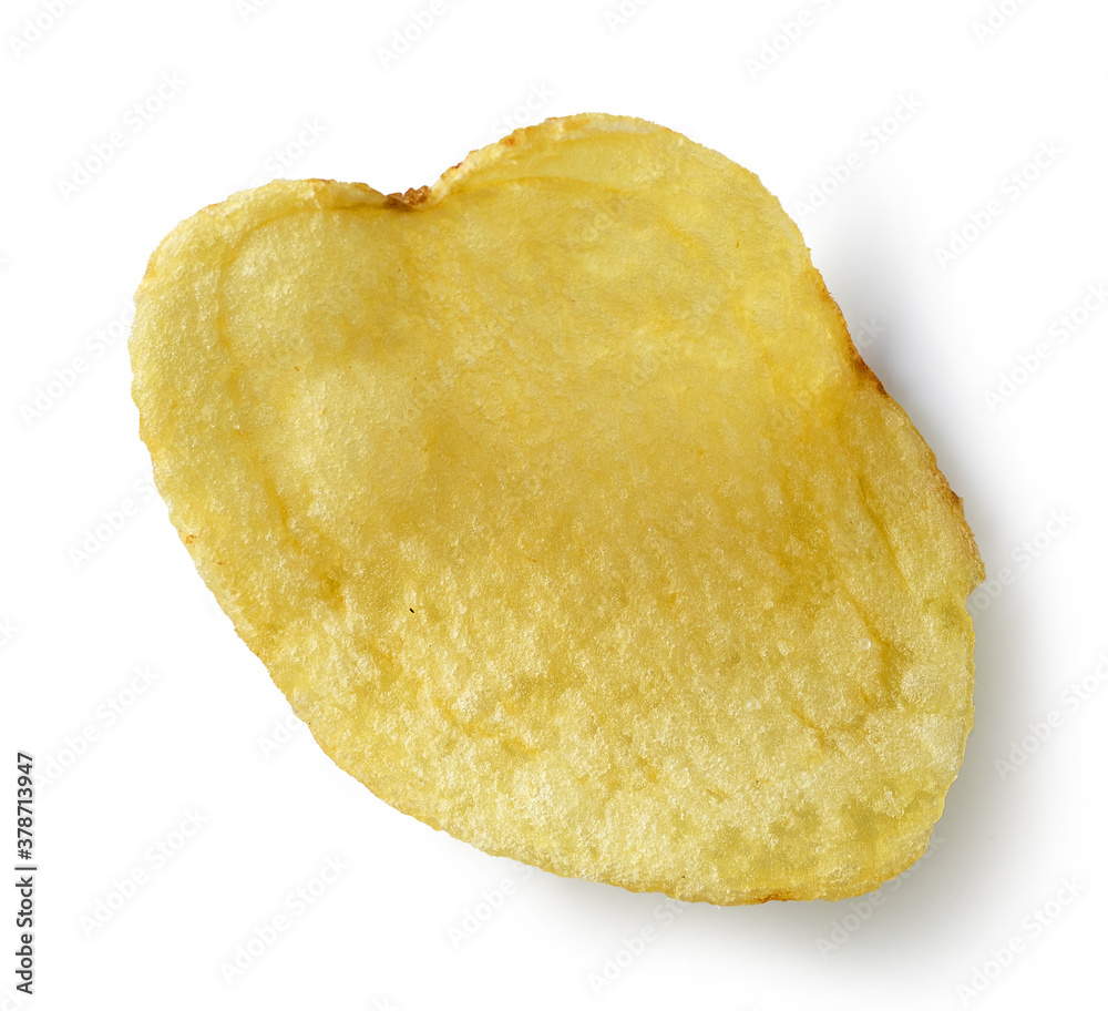 Poster potato chip on white background