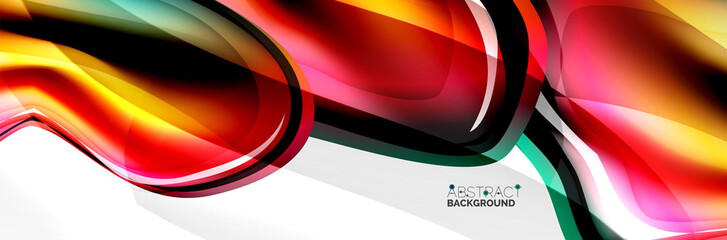 Naklejka premium Vector abstract background, flowing liquid style bubble with metallic, color quicksilver chrome texture and color glow effects