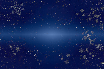Abstract blue background, white snowflakes New Year Christmas background. Copy of the space....