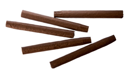 Hand rolled cigars isolated on white background