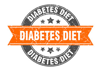 diabetes diet round stamp with ribbon. label sign