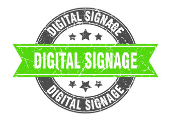 digital signage round stamp with ribbon. label sign