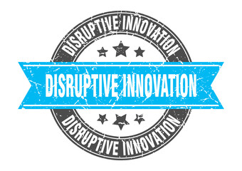 disruptive innovation round stamp with ribbon. label sign