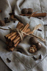 Cinnamon Sticks, Cloves and Nutmeg