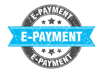 e-payment round stamp with ribbon. label sign