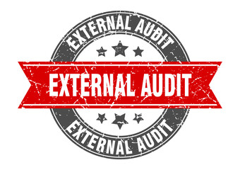 external audit round stamp with ribbon. label sign