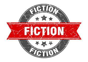 fiction round stamp with ribbon. label sign