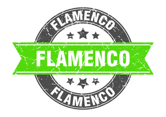 flamenco round stamp with ribbon. label sign