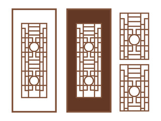 Set of Korean traditional window islated on white background