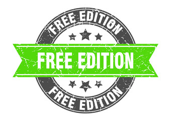free edition round stamp with ribbon. label sign