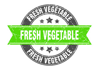 fresh vegetable round stamp with ribbon. label sign