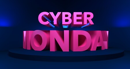 3D illustration of Cyber Monday Sale Background