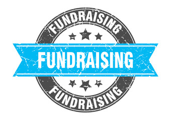 fundraising round stamp with ribbon. label sign