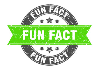 fun fact round stamp with ribbon. label sign