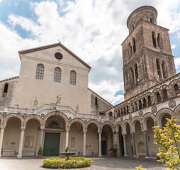Fototapeta na wymiar Salerno, Campania, Italy: exterior of the historic cathedral (Duomo)