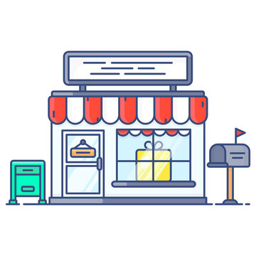 
A commercial building, icon of shop in flat design
