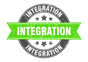 integration round stamp with ribbon. label sign