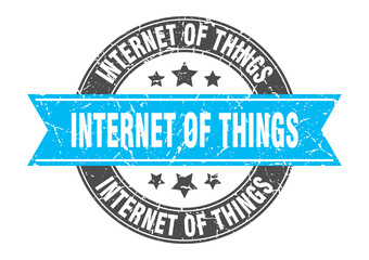 internet of things round stamp with ribbon. label sign