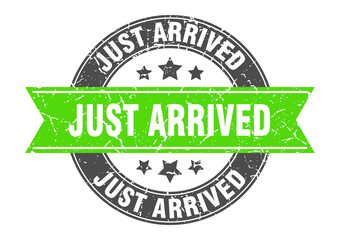 just arrived round stamp with ribbon. label sign