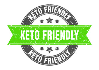 Obraz premium keto friendly round stamp with ribbon. label sign