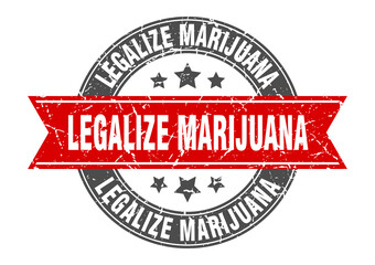 legalize marijuana round stamp with ribbon. label sign