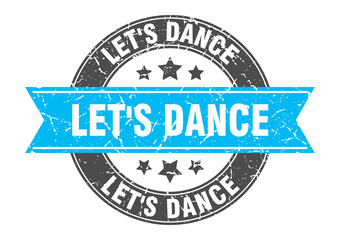 let's dance round stamp with ribbon. label sign