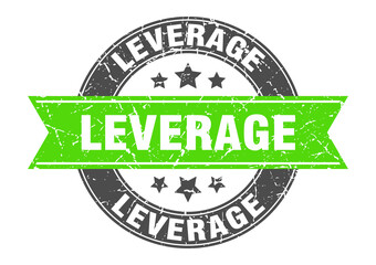 leverage round stamp with ribbon. label sign