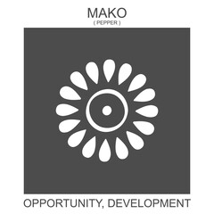 vector icon with african adinkra symbol Mako. Symbol of opportunity and development