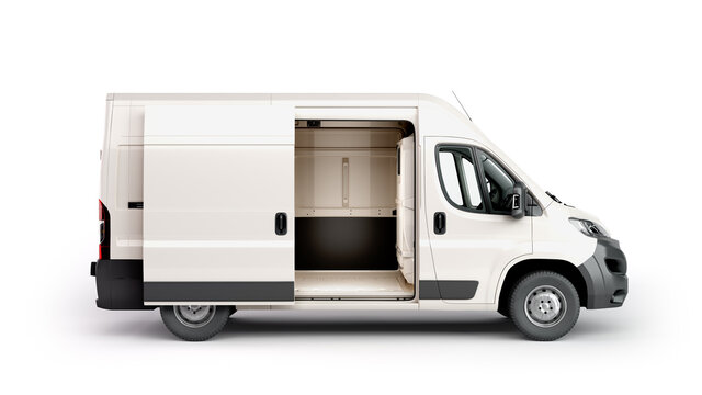 open White Delivery Van 3d render on white