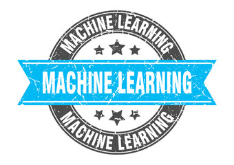machine learning round stamp with ribbon. label sign