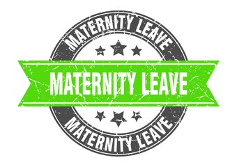 maternity leave round stamp with ribbon. label sign