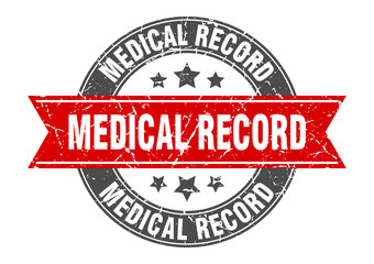 medical record round stamp with ribbon. label sign