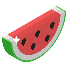 
Watermelon slice summer fruit, isometric design 
