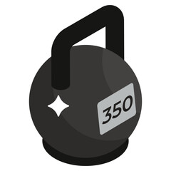 
Weighting lifting equipment, kettlebell icon in isometric design

