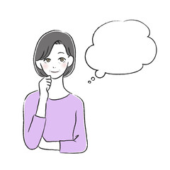 笑顔の女性 考える 吹き出し Wall Mural Wallpaper Murals Minami