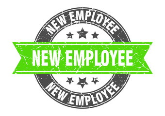 new employee round stamp with ribbon. label sign