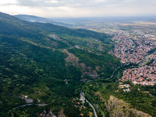 Fototapeta na wymiar Aerial view of town of Asenovgrad, Bulgaria