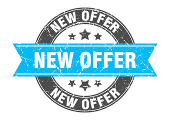 Obraz premium new offer round stamp with ribbon. label sign